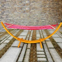 Wooden Arc Hammock Stand with Colorful Hammock