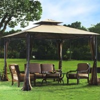 High Quality 10' x 10' Bamboo Design Frame Gazebo with Mosquito Netting