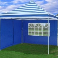 10' x 10' Pop Up White & Blue Striped Party Tent