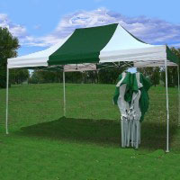 Heavy Duty 10' x 15' White & Green Pop Up Party Tent