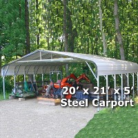 20' x 21' x 5' Steel Carport Garage Storage Building - Installation Included