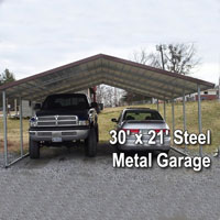 30' x 21' Steel Metal Garage - Installation Includedrport Cover with 3 Sides - Installation Included