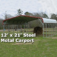 12' x 21' Steel Metal Carport Storage Building - Installation Included