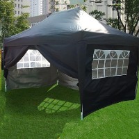 Heavy Duty 10' x 15' Black Double Pyramid-Roofed Pop Up Canopy Tent