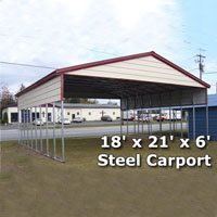 18' x 21' x 6' Steel Carport Garage Storage Building w/ Boxed Eaves - Installation Included