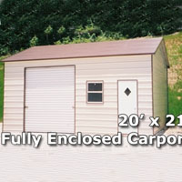20 X 21 Fully Enclosed Carport Garage Installation Included