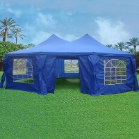 Blue 29' x 21' Octagonal Wedding  Party Gazebo Tent Canopy