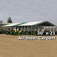 30' x 21' Triplewide Steel Carport Cover - Installation Included
