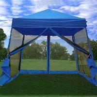 8' x 8' Easy Pop Up Blue Canopy Tent with Net