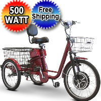 EWheels 500 Watt Adult Electric Powered Tricycle Motorized 3 Wheel Trike Bicycle - EW-29