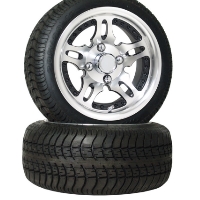 4 Brand New 205x30-12 Ultra GT Tires on 12x7 Supernova Black Finish Golf Cart Wheels