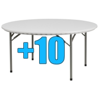 High Quality Package of 10 5ft Round Folding Tables