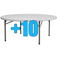 High Quality Package of 10 6ft Round Folding Tables