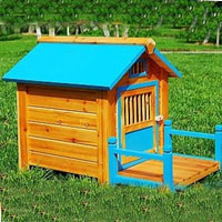 Blue Wood Pet Dog House