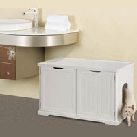 White Bench Cat Washroom Cover