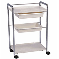 Three Level Metal Frame Trolley Cart with Plastic Trays