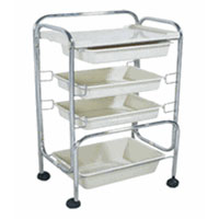 Four Level Metal Frame Trolley Cart with Plastic