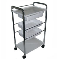 Five Level Metal Frame Trolley Cart with Plastic Trays