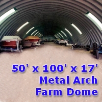 50' x 100' x 17' Metal Arch Farm Dome Building