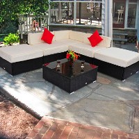 Brand New Deluxe Outdoor Rattan Garden Wicker 6-Piece Sofa Set Patio Sectional Furniture