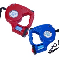 High Quality 15 ft Retractable Pet Dog Leash with Built-In LED Light and Bag Dispenser