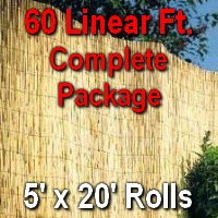 5' x 60' Natural Bamboo Reed Fencing Complete Set