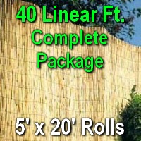 5' x 40' Natural Bamboo Reed Fencing Complete Set