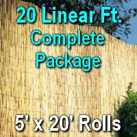 5' x 20' Natural Bamboo Reed Fencing Complete Set