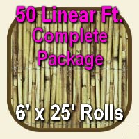 6' x 50' Natural Bamboo Reed Fencing Complete Set