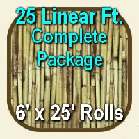 6' x 25' Natural Bamboo Reed Fencing Complete Set