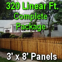 3' X 320' Semi-private Garfield Wood Cedar Picket Fence Complete Package