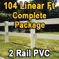 Brand New 104 Feet PVC 2 Rail Post and Rail Fence Complete Package