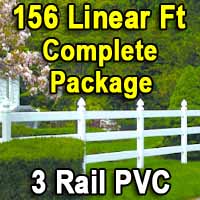 Brand New 156 Feet PVC 3 Rail Post and Rail Fence Complete Package
