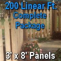 3' x 200' Semi Private Taylor Style Cedar Wood Picket Fence Complete Package