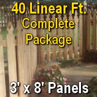3' x 40' Semi Private Taylor Style Cedar Wood Picket Fence Complete Package