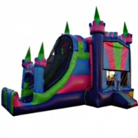 Commercial Grade Inflatable 3in1 Multi Colored Slide Combo Bouncy House