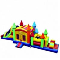 Commercial Grade Inflatable Rainbow Castle Combo Obstacle Course