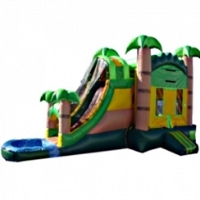 Commercial Grade Inflatable 3in1 Tropical Water Slide Combo Bouncy House