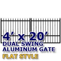 4' x 20' Residential Dual Aluminum Flat Style Driveway Gate