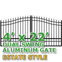 4' x 22' Residential Dual Aluminum Estate Style Driveway Gate