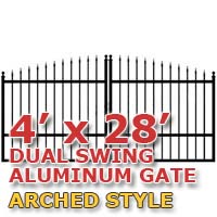 4' x 28' Residential Dual Aluminum Arch Style Driveway Gate