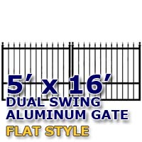 5' x 16' Residential Dual Aluminum Flat Style Driveway Gate