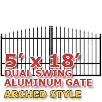 5' x 18' Residential Dual Aluminum Arch Style Driveway Gate
