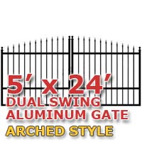 5' x 24' Residential Dual Aluminum Arch Style Driveway Gate