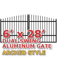 6' x 28' Residential Dual Aluminum Arch Style Driveway Gate