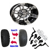 12" Wheel/Tire Combo Package with Lift Kit.  Fits Club Car DS (Gas 94-03) and (Electric 84-03)