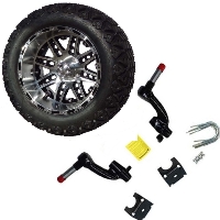 14" Lifted Golf Cart Tire/Wheel Package Combo with Lift Kit.  Fits EZGO TXT (Gas) 94-01.