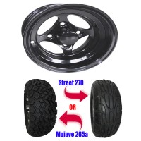 Brand New Lifted Golf Cart Tires and 10" RHOX Indy Black Wheels Set