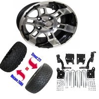 12" Wheel/Tire Combo Package with Lift Kit.  Fits EZGO TXT/Medalist 01-10.