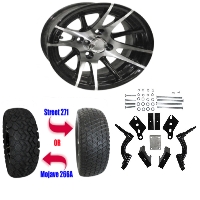 12" Wheel/Tire Combo Package with Lift Kit.  Fits Club Car DS (Gas) 94-03 and (Electric) 84-03